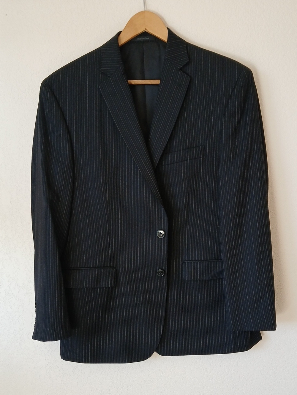 Calvin Klein Black Pinstrip Sports Coat Blazer From Macy's 42 Short